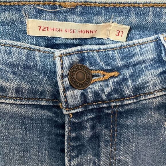 Levi’s HiRise Skinny 721 Medium Wash.  Size 31/12 - Picture 8 of 10